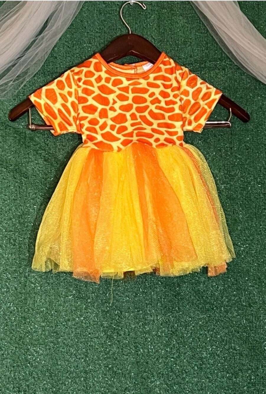 Infant Giraffe Halloween Costume Dress with Tutu and Tail